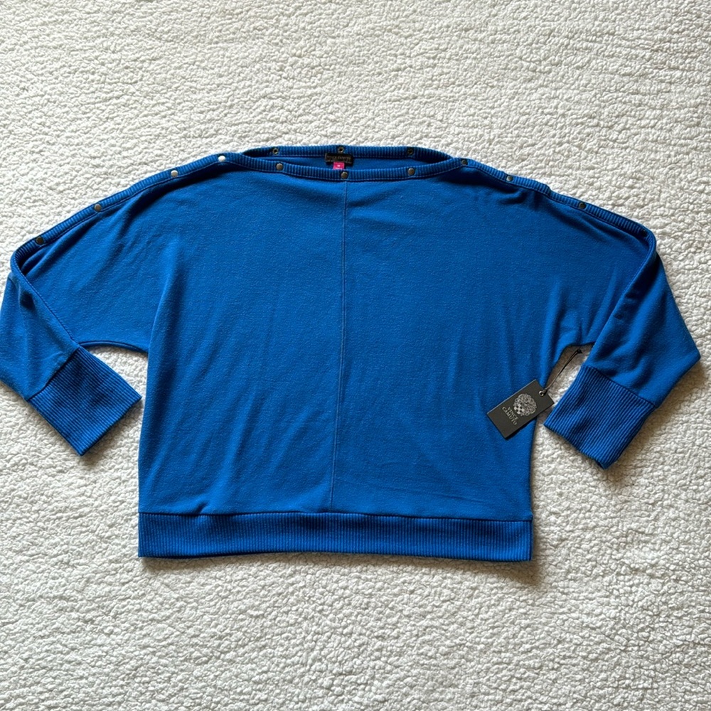 NWT Vince Camuto blue woman’s long sleeve blouse M